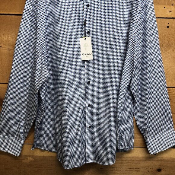 NWT Robert Graham Houndstooth Geometric Long Sleeve Button Down Shirt Mens 4XL - Picture 3 of 10
